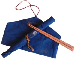 画像1: 桜箸入り 箸袋(赤紐）